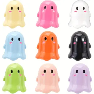 50 Cute Smiling Acrylic Beads with Expressive Eyes and Cheeks - 9 Colors (Pink, Yellow, White, Green, Blue, Orange, Purple, Black, Transparent) Suitable for DIY Jewelry Making, Halloween Party Gifts, Theme Handicrafts, Mobile Phone Hangers