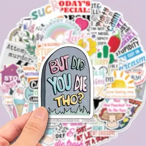 50 pack of sarcastic and funny motivational stickers and decals. Waterproof, No Duplicates