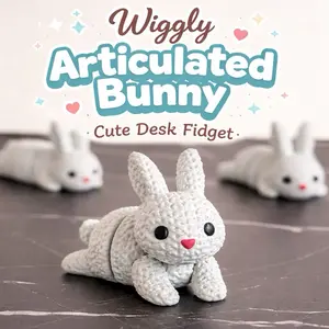 Articulated Bunny | Cute Flexi Rabbit Fidget | 3D Printed Bunny Toy | Desk Fidget Animal | Easter Bunny Gift | Kawaii Bunny Decor | Pocket Fidget High-Quality Collectibles
