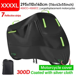 Motorcycle Cover Waterproof All-season UV Protective Outdoor Indoor Scooter Bicycle Protective Cover 300D Dustproof Wear-resistant Fabric Motorbike Cover