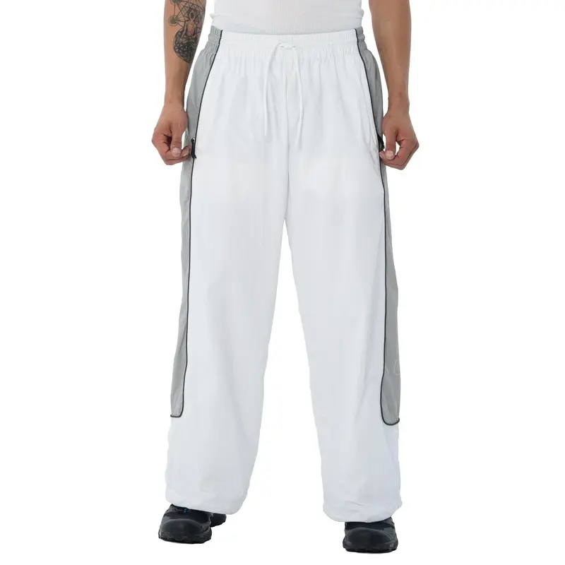 Pro Club Men's Oversized Casual Athleisure Style Pants - Wide-Leg Polyester-Nylon Shell, Contrast Panel Sweatpants, Breathable Relaxed Fit Joggers, Modern Street Flair Design