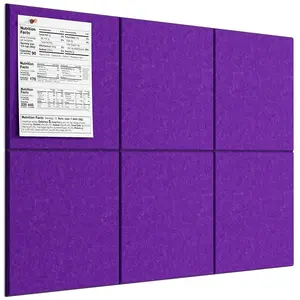 MaxGear Large Cork Board for Wall 36" x 24", Violet Bulletin Board, 6 Pack Felt Wall Tiles with Pushpins, Cork Boards for Office Push Pin Board Tack Board Felt Board