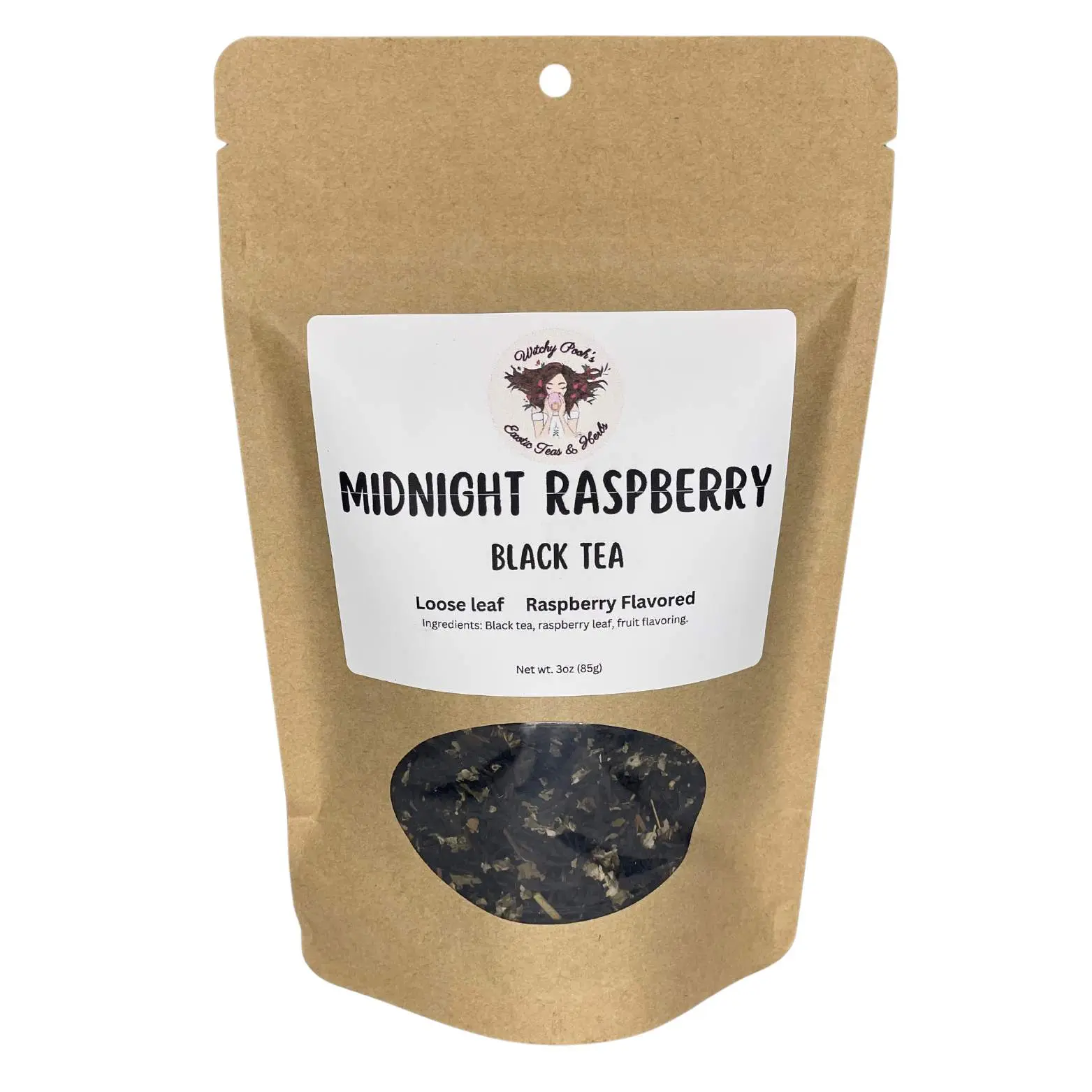 Witchy Pooh's Midnight Raspberry Loose Leaf Sweet Raspberry Flavored Black Tea Beverage