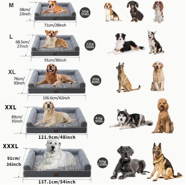 XXL Memory Foam Orthopedic Dog kennel Bed 6.5 Inch Thick for Senior Dogs Over 100 Pounds Water Resistant Washable Cover with Built-in Pillow Non-Skid Bottom & CertiPUR-US Certified