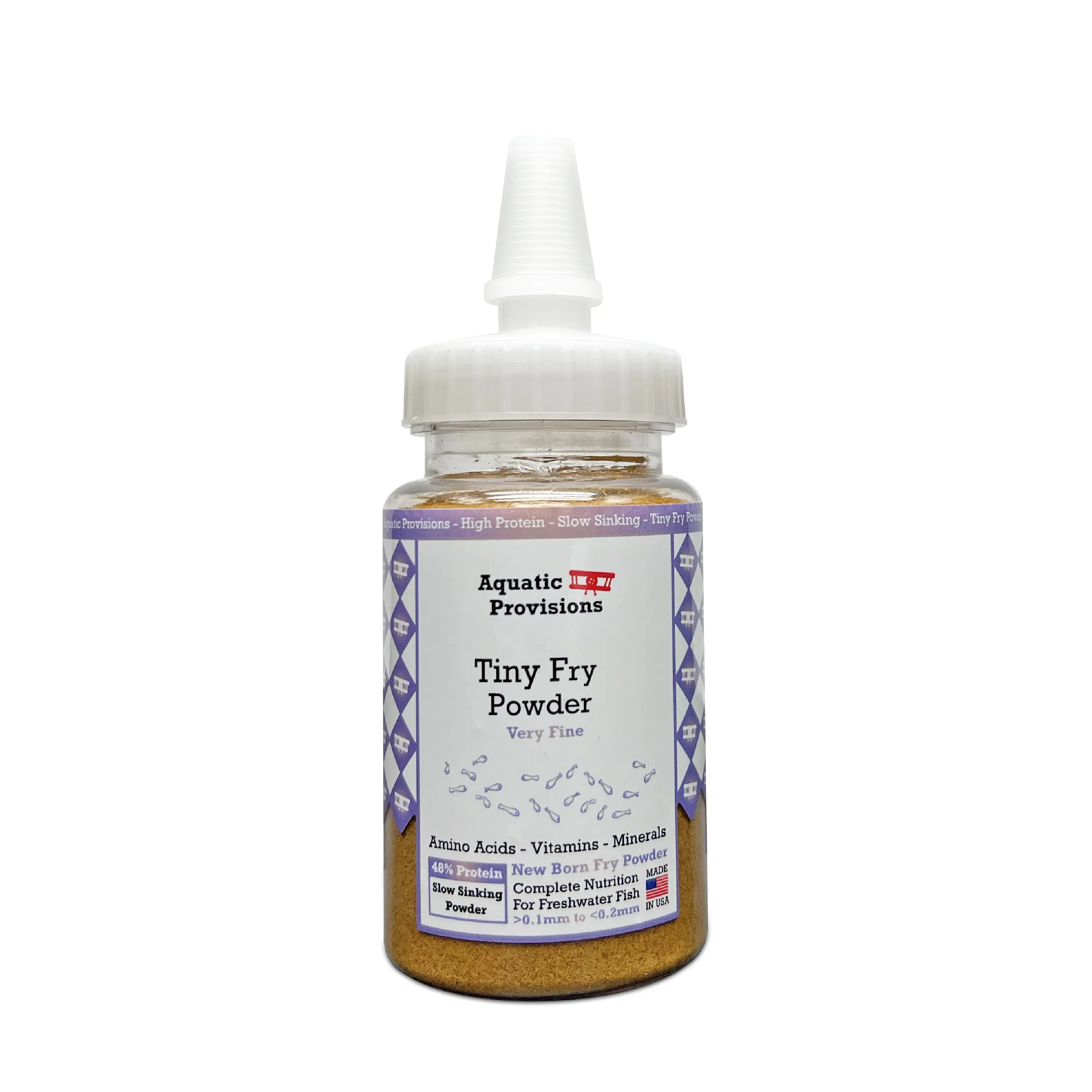 Tiny Fry Powder Fish Food, Very Fine for breeding and feeding baby fish 1.76 oz Easy to Feed bottle