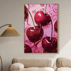 Cherry Diamond Painting Kits for Adults 5D Diamond Art Kits Full Drill DIY Crafts Diamond Painting Kit Adult for Home Decor Gift 1/3/5/6PCS