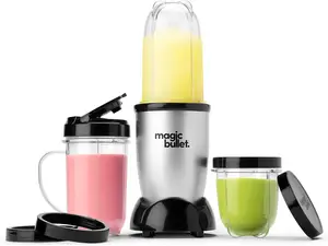 Magic Bullet 11-Piece Set Blender & Food Processor with 250W Motor Base 2 Cups & 1 Base for Smoothies and Shakes High-Torque Power Base 10-Second Recipe Guide Included