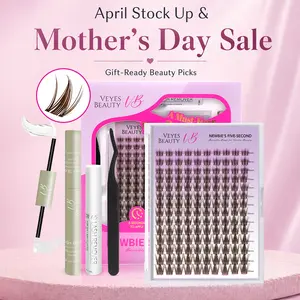 VEYESBEAUTY Brown Manga Lashes Invisible Dramatic Volume Cluster Lashes Individual Lash Extensions Layered Fluffy Eyelashes Lash DIY Makeup- Salon Daily