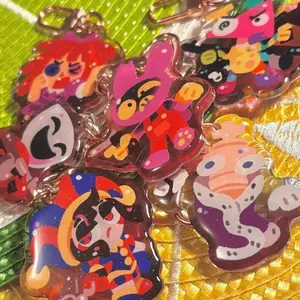 The Amazing Digital Guns? TADC Glitter Epoxy Keychains - Pomni Jax Ragatha Kinger Caine Zooble Gangle