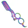 REGALE Premium Rainbow Titanium Straight Razor with Dual Finger Insert Handle