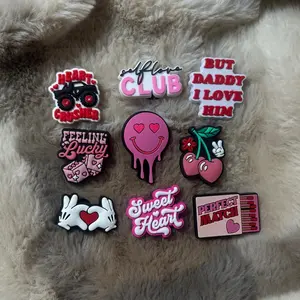 Red Pink Heart Love Croc Charms