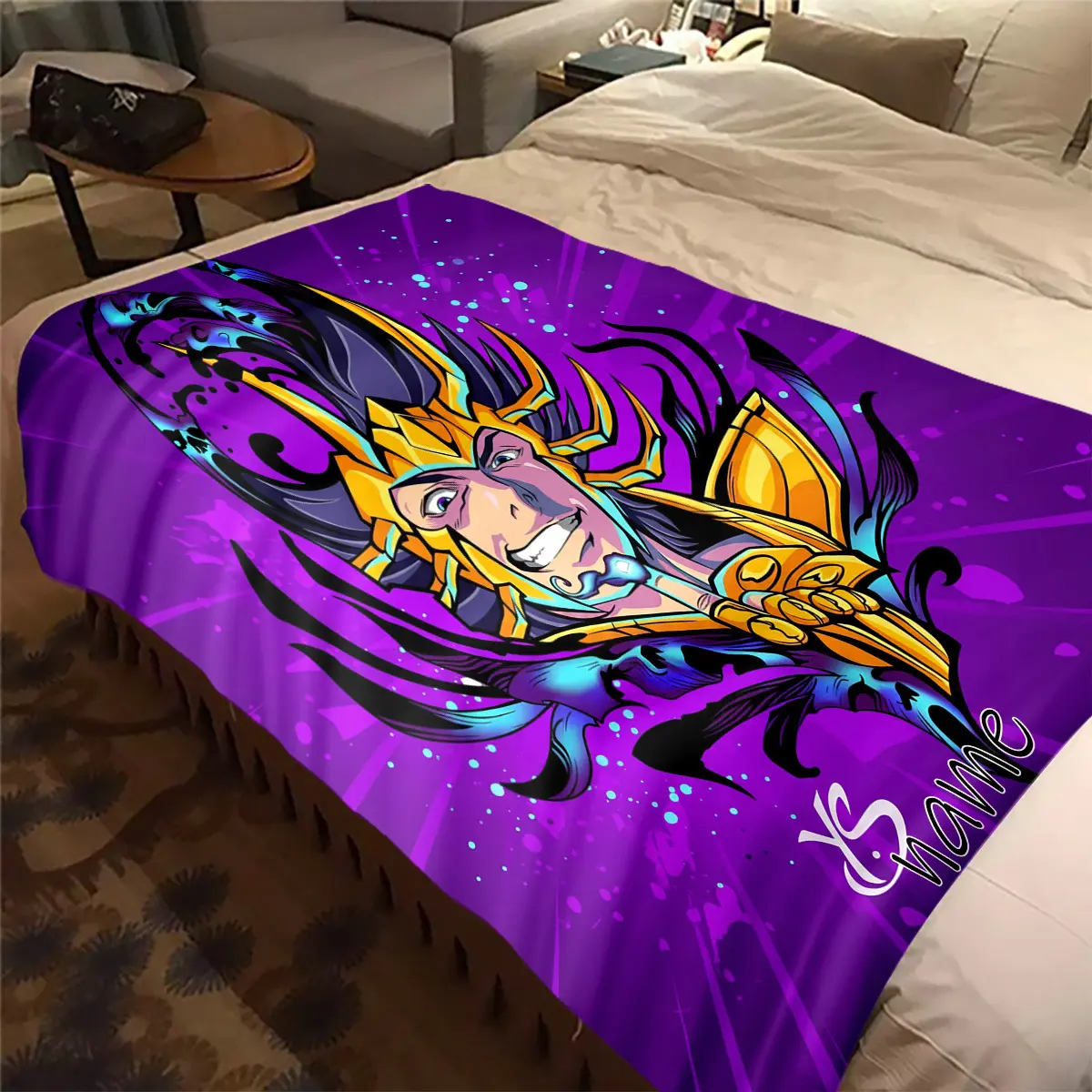 Thor Mask Pattern Custom Blanket for RV Travel Bed Sofa, Birthday Holiday Valentine's Day Easter Gift Christmas, Soft All-Season Flannel Blanket for RV Decoration