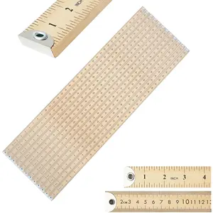 12 Pcs 36 Inches Natural Wood Yard Stick Ruler with Metal Tips and Hang Hole,Clothing Measuring Meter Stick Wooden Yardstick for Home Office