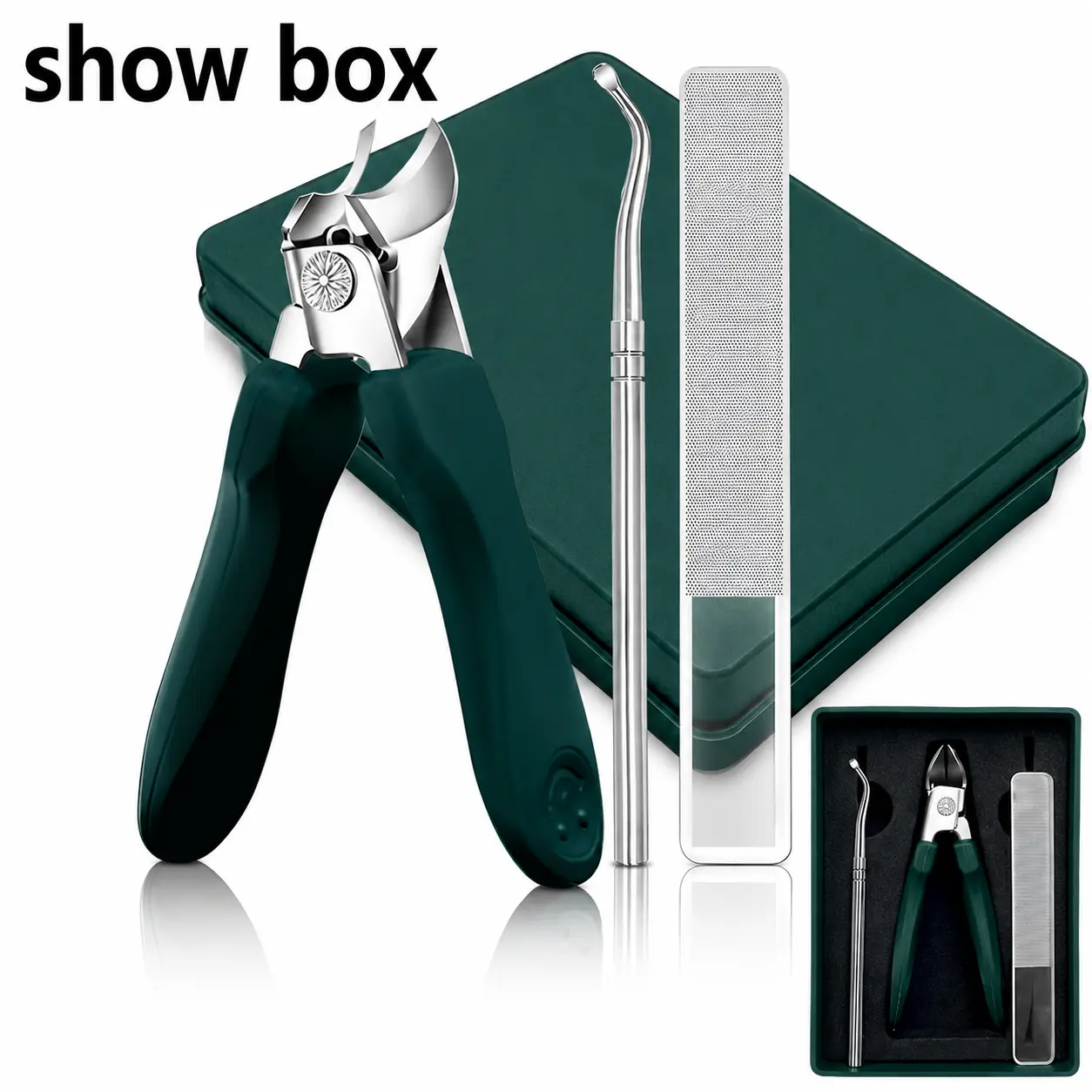 3PCS Ingrown Toenail Clippers Set for Thick Nails - Eagle Beak Beveled Nail Clippers, Wide Jaw Opening, 25° Slanted Blade, Anti-Splash Toenail Cutter Kit for Seniors & Adults Stainless Steel Lightweight