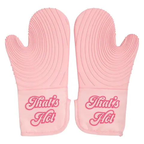 Paris Hilton That's HOT Pink Oven Mitt Set, 2-Piece Heat-Resistant Kitchenware with Non-Slip Textured Silicone Grips, Pink Bakeware Pot Holders