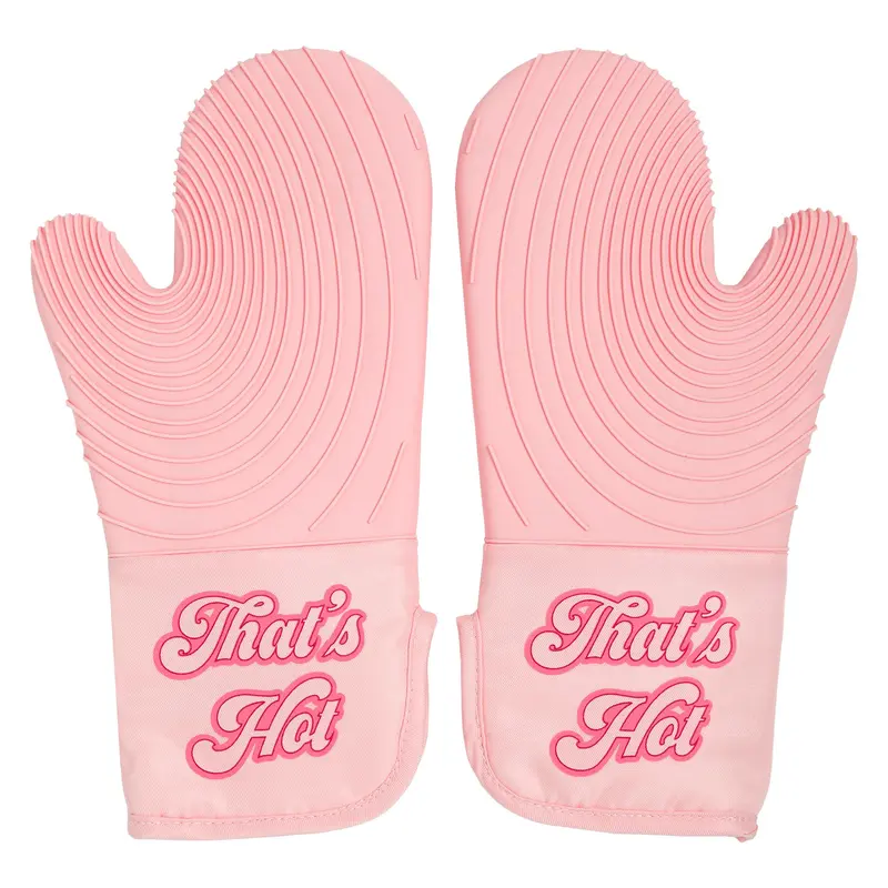 Paris Hilton That's HOT Pink Oven Mitt Set, 2-Piece Heat-Resistant Kitchenware with Non-Slip Textured Silicone Grips, Pink Bakeware Pot Holders