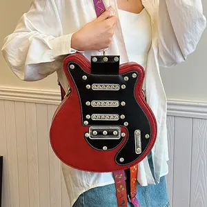 2025 Y2K Guitar Shaped Medium Vegan Leather Crossbody Bag Purse with Adjustable Strap & Multi-Purpose Design for Women saddle  bag  body