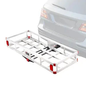 VEVOR 49.4 x 22.4 x 7.1 in Hitch Cargo Carrier, 500lbs Loading Capacity Trailer Hitch Mounted Cargo Basket, Rust-proof Aluminum Luggage Carrier Rack Fits 2" Hitch Receiver for SUV Truck Pickup Camping