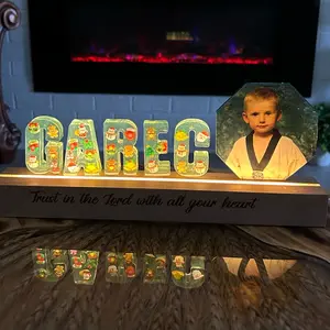 Personalized 3D Photo Lamp Handmade Letter Lamp Epoxy Resin Name Light Christmas Birthday Present For Children  Newborn Baby Gift Nursery