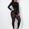 Sexy Strapless Lace Patchwork Jumpsuit for Women, Bodycon One-Piece with Cutout Details, Clubwear Party Look