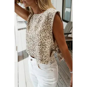 Knot Side Leopard Print Vest