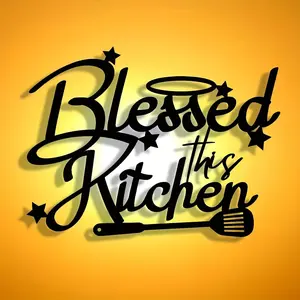 Blessed This Kitchen Metal Sign, Modern Letter Pattern Wall Art, Wall Decor for Home Kitchen, Home Decor, Room Decor, Kitchen Decor