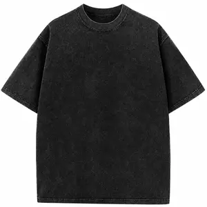 Menswear Top, Vintage Acid Wash Heavyweight Cotton Baggy Unisex Short-Sleeve Gym T-Shirt