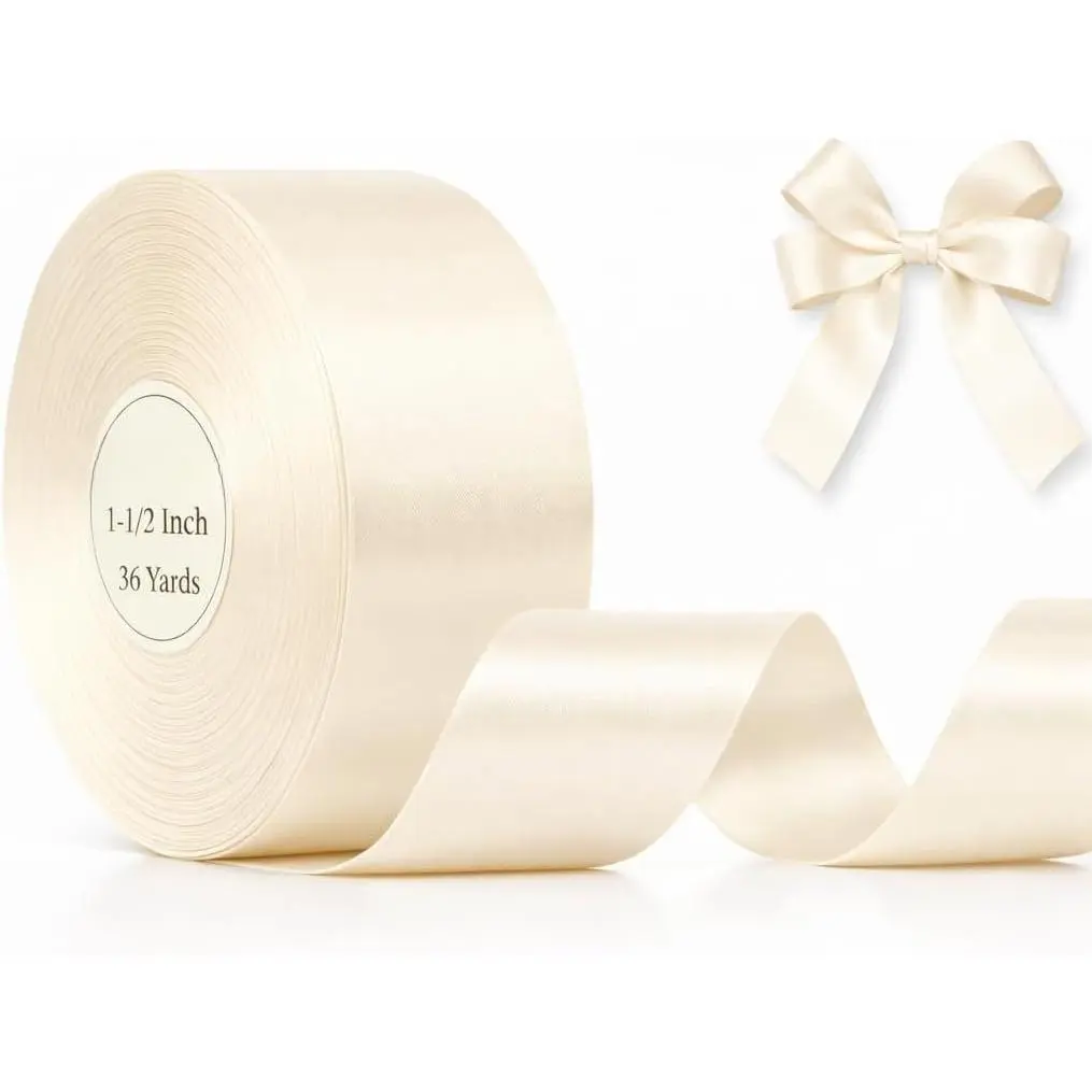 Ribbon 1-1/2 Inch 36 Yards Satin Roll  for Hair Bows 1.5 Inch Flower Bouquets DIY  Accessories Mothers Day, Art, Wedding Floral Arrangements,  Party Decor & Crafts