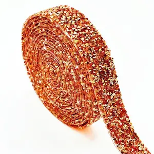 Self Adhesive Glitter Rhinestone Ribbon, 4 Colorful Rhinestone Ribbon, DIY Craft Ribbon for Wedding Decoration, Car & Phone Decoration