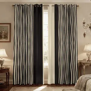 Striped Pattern Bedroom Blackout Curtains, 84 Inch Long Sunshade Drapes, for Living Room Darkening, Window Panels for Study Guest Room Top Grommet 2Panels Blackout Window Cover