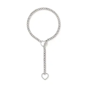 New Lasso Heart Necklace O-Ring Sliding Chain Necklace Women's Punk Rock Stainless Steel Collar