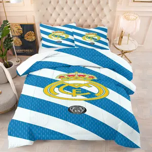Real Madrid Team Emblem Themed Comforter Set, Including 1 Comforter And 1 Or 2 Pillowcases Without Pillowcases, Suitable As a Gift For Boys, Teenagers, And Adults, Soft And Warm Bedroom Decoration