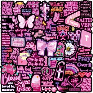 50pcs Neon Motivational Phrases Doodle Stickers, Sticker Decals, Suitable for Scrapbooks, Diaries, Laptops, Water Bottles, Cars, and Other Faith-based Designs. A Gift with A Positive Message.