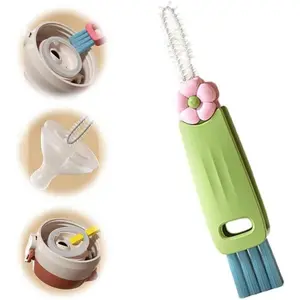 3 in 1 Cup Lid Cleaning Brush, 2024 Multifunctional Crevice Portable Cup Lid Cleaning Brush for Bottle Gap Tight Spaces Cup (B-Green)