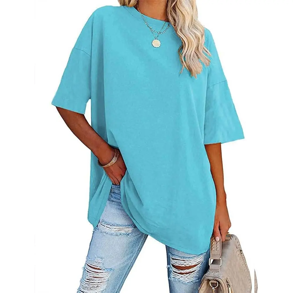 Imily Bela Women's Oversized T Shirts Tees Half Sleeve Crew Neck Cotton Tunic Top