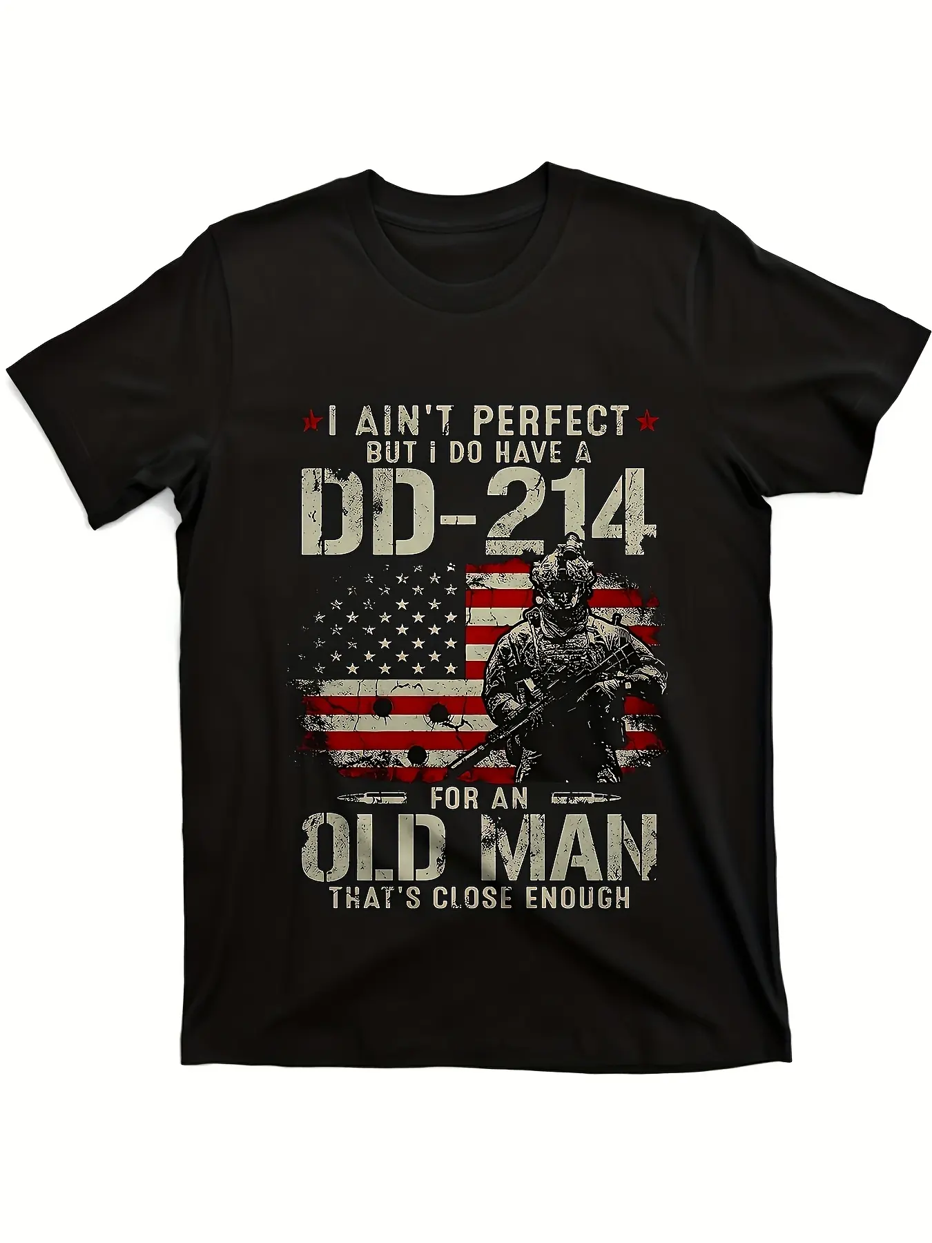 LocalI Men'S & Women'S Military T-Shirt - DD-214 Design with Army Combat Soldier Graphic Lightweight Breathable Sleeve Crew Neck Casual Shirt for Veterans Casual Attire & Outdoor Activities All-Season Comfort Fit (Black) Men Army T Shirt Men Army Clothe M