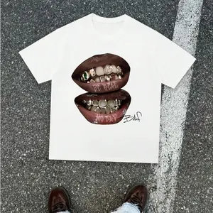 Be Real Lip Grillz Graphic T-Shirt Oversized Streetwear Unisex 100% Cotton Baggy Hip Hop Tee
