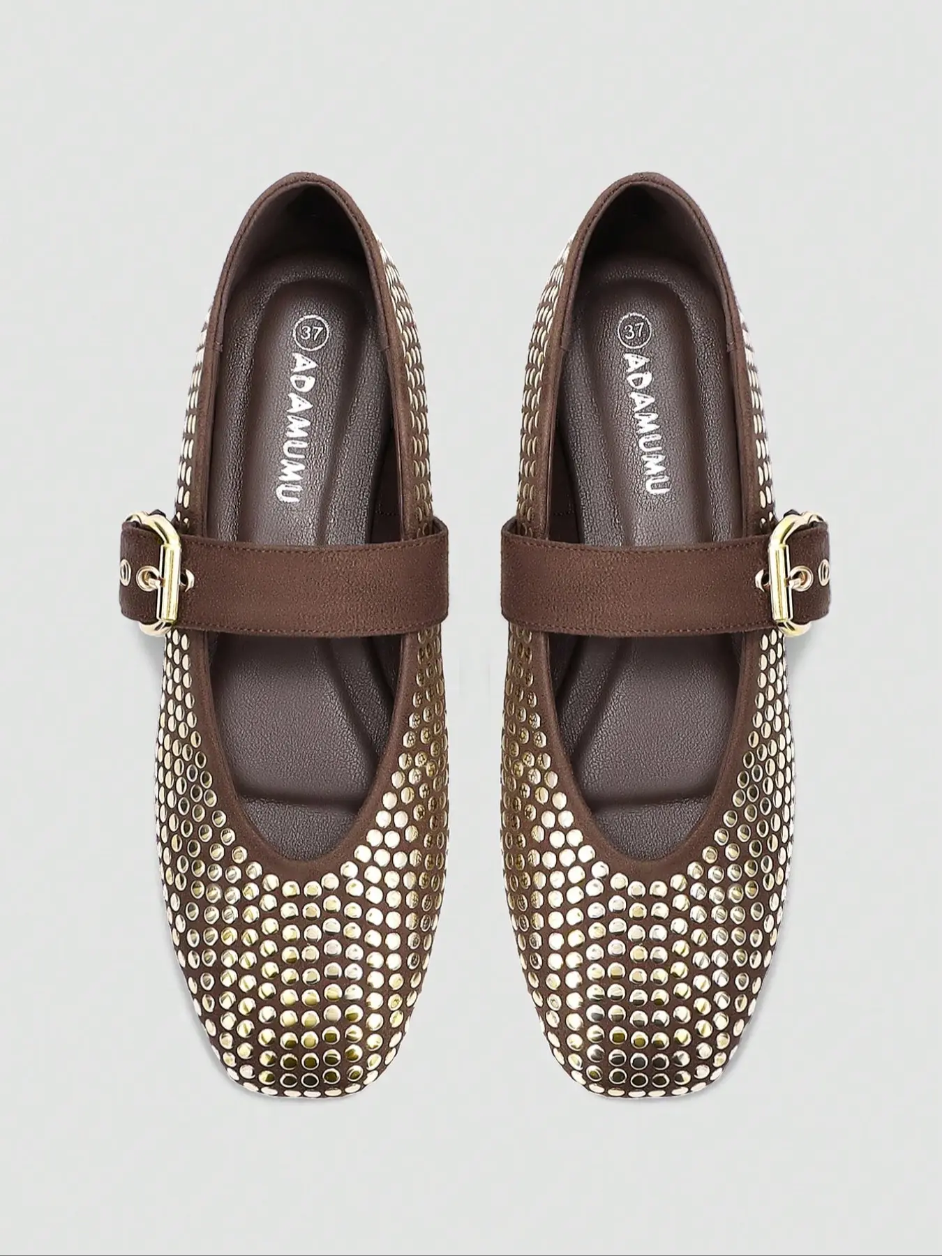 Women's Mary Jane Flat Shoes, & Rivet Design, Comfortable Daily Wear, Casual flat shoes, Fashionable Flats, Party Style Footwear, Metal Buckle Strap