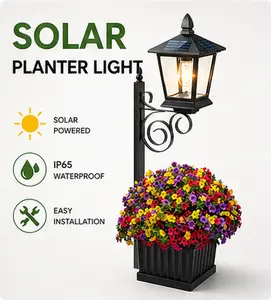 1/2pcs 2-in-1 outdoor solar lights, excluding flower POTS. Glass lampshade, bulb, wall-mounted IP65 decorative outdoor lamp, suitable for lawns, balconies and gardens. Easy to assemble, suitable for real flowers or artificial flowers (without flowers)