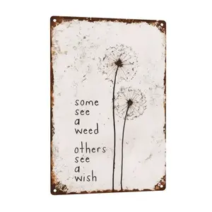 8*12in Charming Dandelion Wishing Decor Tin Sign & Plague for Wall & Living Room Accents
