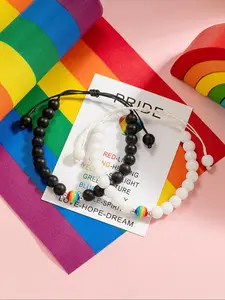 LGBTQ+ Pride Month Beaded Bracelet, Adjustable Couple Friendship Bracelet, Fashion Jewelry Accessories for Women & Men, Holiday Gift, Stackable Bracelet