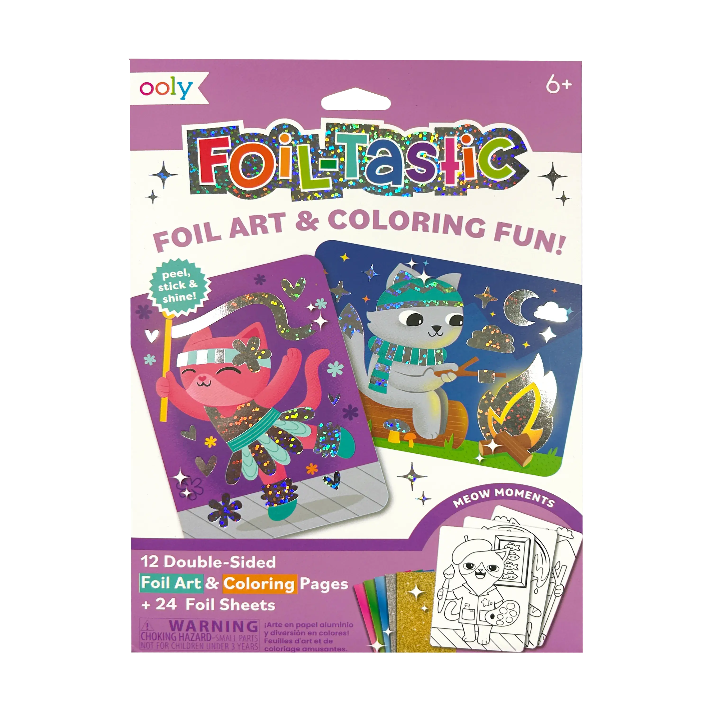 Foil-tastic Foil Art & Coloring Set - Meow Moments - 12 Pages 24 Foil Sheets