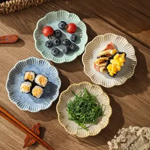 4-Piece Set Vintage Ceramic Sturdy Appetizer Serving Bowls, 4.33 Inch (11cm) Condiment Dippers, Tableware Ideal for Snacks, Small Dishes, Sweets, and Nibbles, Ceramic Food Bowl