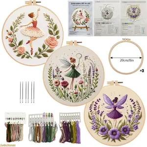 Flower Fairy Embroidery Kit DIY Stitching Materials Set Handmade Needlework Craft Guide for Beginners Hobbyists Home Decoration Art Project
