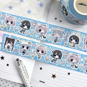 Cute Japanese Style Stickers, Melo Original Blue Signal Characters, Cutout Tape, Hand Account Decoration Stickers, Printed Design