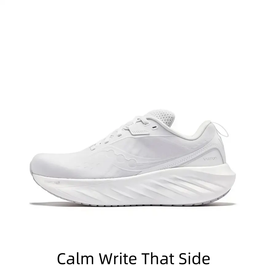 All White Monotone Wave Midsole Running Shoes Ultra Soft Thick Cushion Breathable Light Mesh Trainers Unisex Daily City Walking