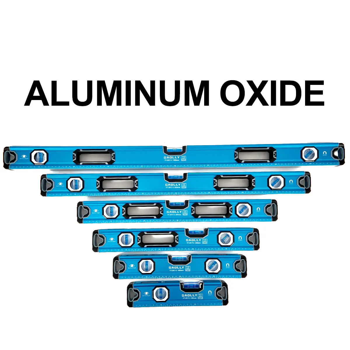 6-Piece Aluminum Alloy Vertical Sight Torpedo Levels Set - 12/16/20/24/32/40 inch Magnetic Torpedo-Type Levels, Open Top View, Heavy Duty Work, Multiple Angles, Durable, Precise, Easy-Reading for Homeowners & Industrial Users