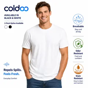 Men’s Stain Resistant Short Sleeve T-Shirt, Water Repellent Everyday Crew Neck Tee, Soft Breathable Casual Shirt