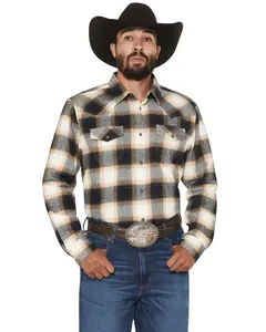 Cody James Men's Men'S Bull Rider Plaid Print Long Sleeve Snap Flannel - Cjfa25fl5-Tan