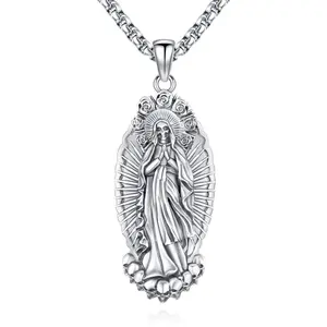 Sebina Santa Muerte Necklace 925 Sterling Silver Plated Penadnt Skull Jewelry Grim Reaper Scythe Skull Owl Grim Reaper Necklace Gift for Men Women Her Him